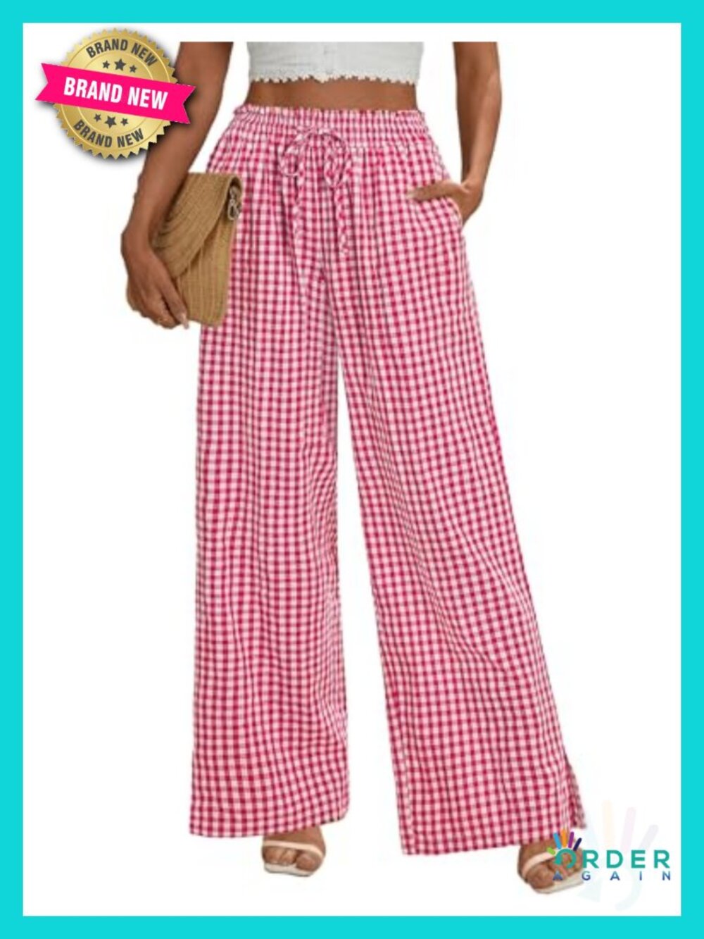 High Waisted Wide Leg Palazzo Pants with Pockets Flowy Casual Trousers